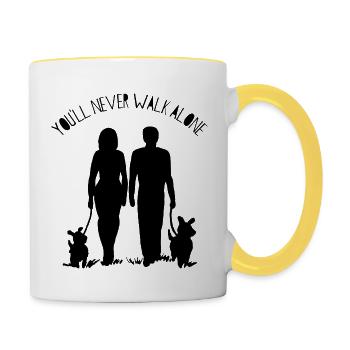 Gassi gehen! - Tasse zweifarbig - Weiß/Gelb - Rechts