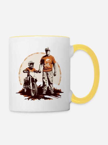 Papa-Erinnerungen - Tasse zweifarbig - Weiß/Gelb