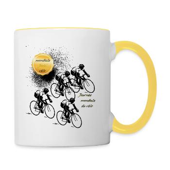 Journée mondiale du vélo - Mug contrasté - blanc/jaune - Droite