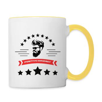 Positive Einstellung 1 - Tasse zweifarbig - Weiß/Gelb - Rechts