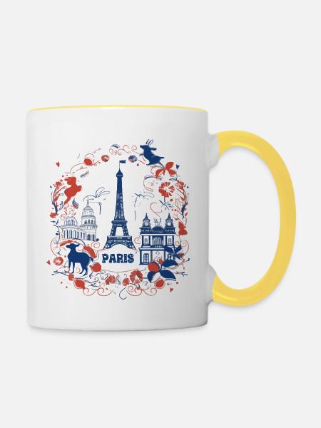 PARIS Hauptstadt - Tasse zweifarbig - Weiß/Gelb
