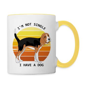 I am not single. I have a dog - Contrasting Mug - white/yellow - Right