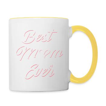 Beste Mama aller Zeiten Geschenke Muttertag von Tochter Sohn - Tasse zweifarbig - Weiß/Gelb - Rechts