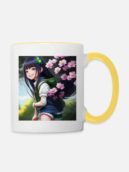 Anime Cutie - Tasse zweifarbig - Weiß/Gelb