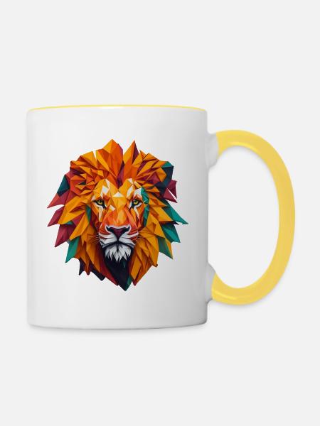 Löwenkopf - Tasse zweifarbig - Weiß/Gelb