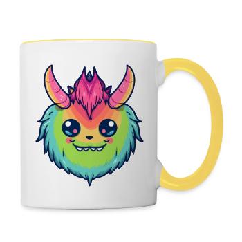 Mignon démon du mois de la fierté - Mug contrasté - blanc/jaune - Droite