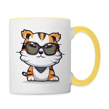 Kako the tiger - Contrasting Mug - white/yellow - Right