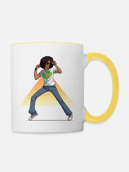 Max Disco-Tänzer - Tasse zweifarbig - Weiß/Gelb