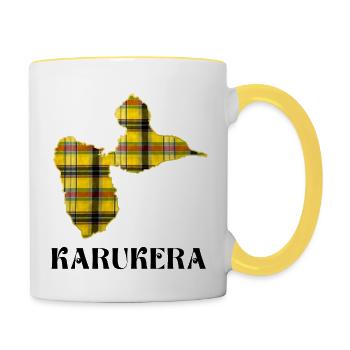Guadeloupe Madras Karukera Ile Unique - Mug contrasté - blanc/jaune - Droite