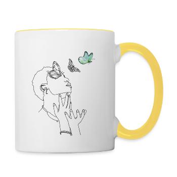 Butterflies in the head - Contrasting Mug - white/yellow - Right
