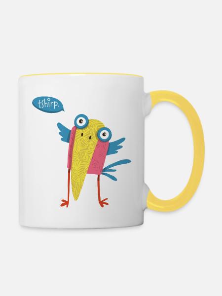 Vogel - Tasse zweifarbig - Weiß/Gelb