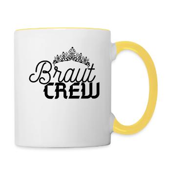 Braut CREW - JGA Premium Shop - Für die ganze CREW - Tasse zweifarbig - Weiß/Gelb - Rechts