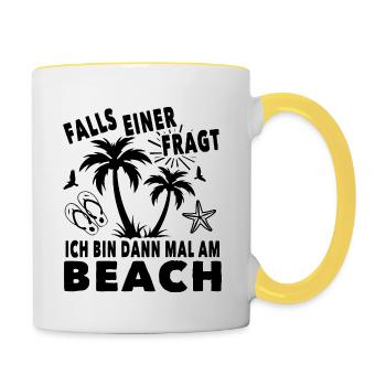 Ich bin dann mal am Beach - Tasse zweifarbig - Weiß/Gelb - Rechts