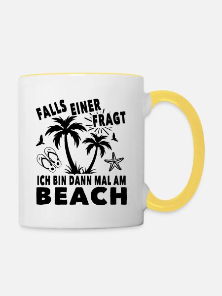 Ich bin dann mal am Beach - Tasse zweifarbig - Weiß/Gelb