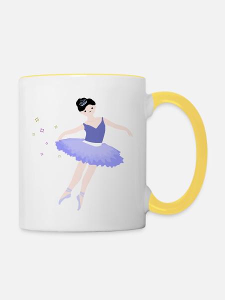 Ballerina Mädchen 4 - Tasse zweifarbig - Weiß/Gelb