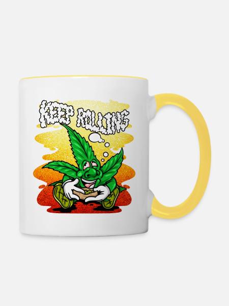 KEEP ROLLING - Tasse zweifarbig - Weiß/Gelb
