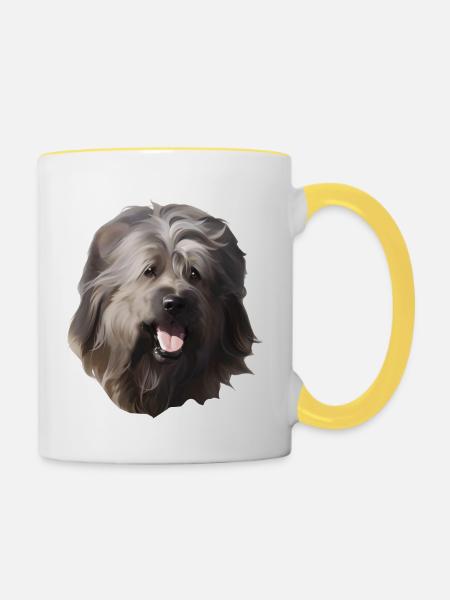 Katalanischer Hirte Gos D'Atura - Tasse zweifarbig - Weiß/Gelb