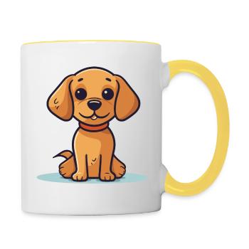 Cute dog design for dog owners - Contrasting Mug - white/yellow - Right