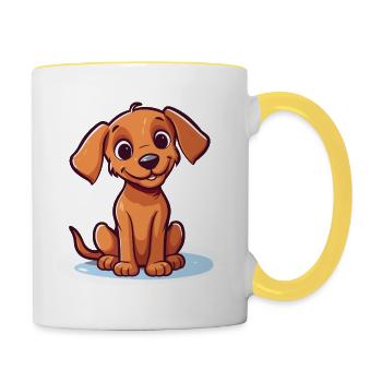 Conception de chien mignon pour les propriétaires de chiens - Mug contrasté - blanc/jaune - Droite