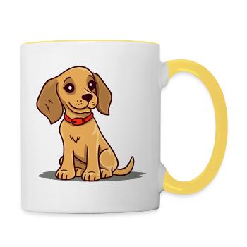 Cute dog design for dog owners - Contrasting Mug - white/yellow - Right