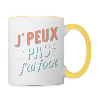 J'peux pas j'ai foot - Mug contrasté - blanc/jaune - Droite