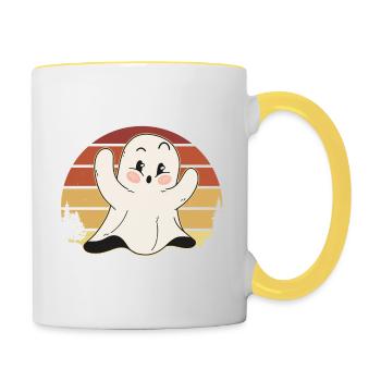 Cute Groovy Ghost Halloween Costume, Pretend I'm - Contrasting Mug - white/yellow - Right