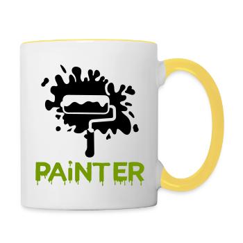 peintre de peinture2 - Mug contrasté - blanc/jaune - Droite
