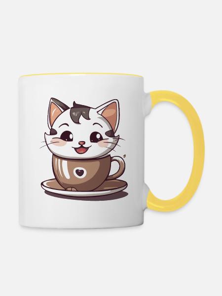 Chatcolate #1 - Tasse zweifarbig - Weiß/Gelb