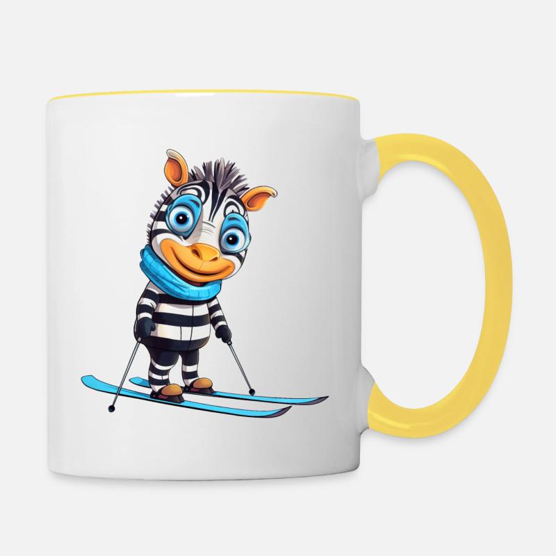Zebra Ski Adventure - Elegance on the slopes. - Contrasting Mug - white/yellow