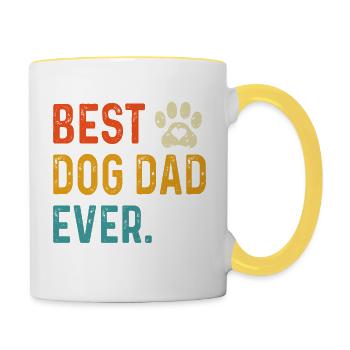 Jahrgang bester Hundepapa aller Zeiten, Hund Papa Geschenk - Tasse zweifarbig - Weiß/Gelb - Rechts