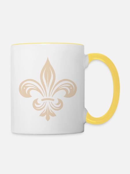 Fleur de Lis - Tasse zweifarbig - Weiß/Gelb