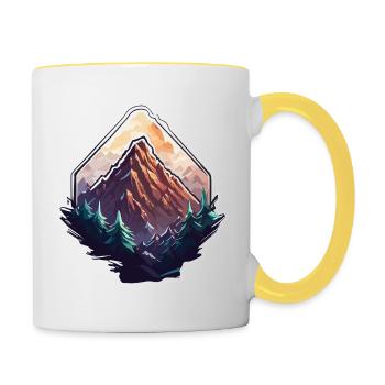 Mountain / Alps / Summit / Nature / Forest / Rock - Contrasting Mug - white/yellow - Right