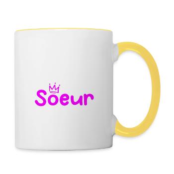 Future Grande Soeur 2024 bientôt Grande Soeur - Mug contrasté - blanc/jaune - Droite