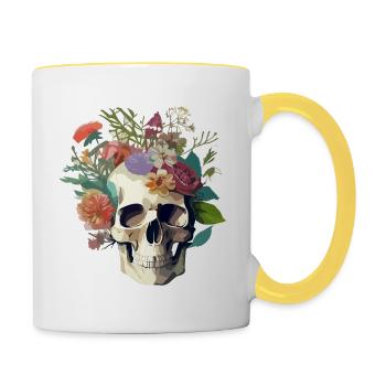 Human Skull & Flowers 25 - Contrasting Mug - white/yellow - Right