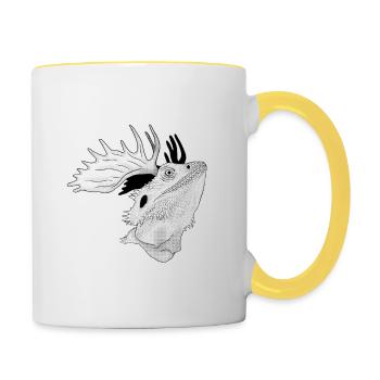 Chimera: Bearded Droose (Bearded Dragon x Moose) - Contrasting Mug - white/yellow - Right