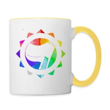 RAINBOW COLORFUL ANTI-FASCIST - Contrasting Mug - white/yellow - Right