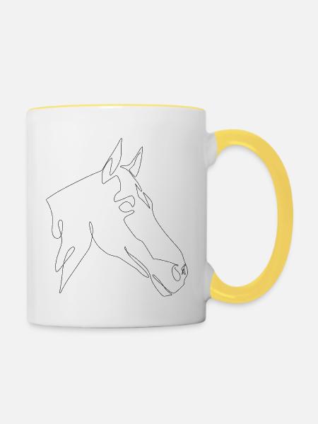 Pferdekopf Harlekin Rouge - Tasse zweifarbig - Weiß/Gelb