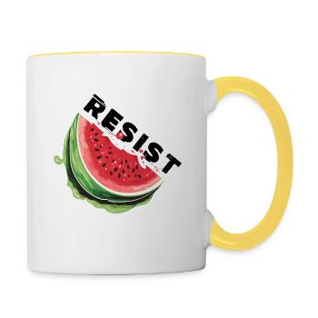 Ce n’est pas une pastèque, résistez à la Palestine - Mug contrasté - blanc/jaune - Droite