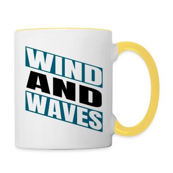 present humor freedom lifestyle wind and waves - Contrasting Mug - white/yellow - Right