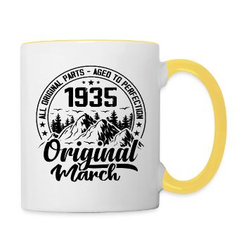 1935 March Original: 89 Years Anniversary Gift - Contrasting Mug - white/yellow - Right
