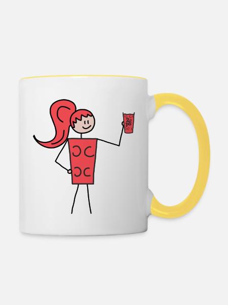 Rote Schobbtimistin - Tasse zweifarbig - Weiß/Gelb