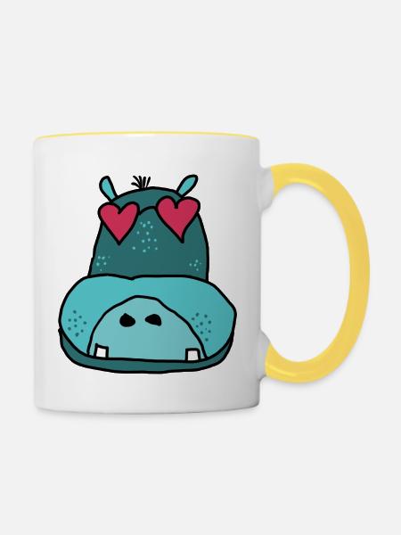 Hippo - Tasse zweifarbig - Weiß/Gelb