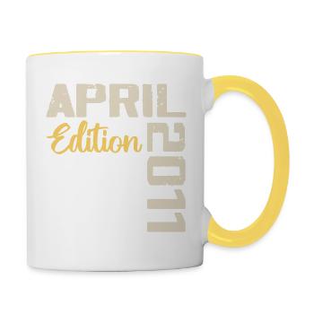 13 Year Anniversary April 2011 Birthday Gift - Contrasting Mug - white/yellow - Right