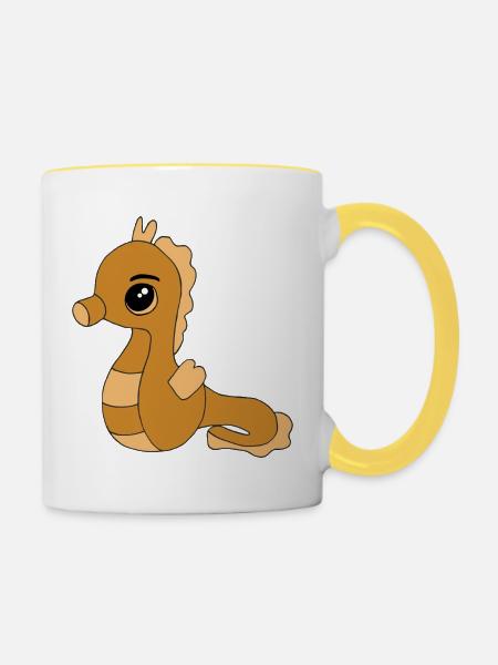 Knuffiges Seepferdchen - Tasse zweifarbig - Weiß/Gelb