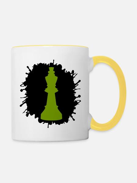splatter schachkönig - Tasse zweifarbig - Weiß/Gelb