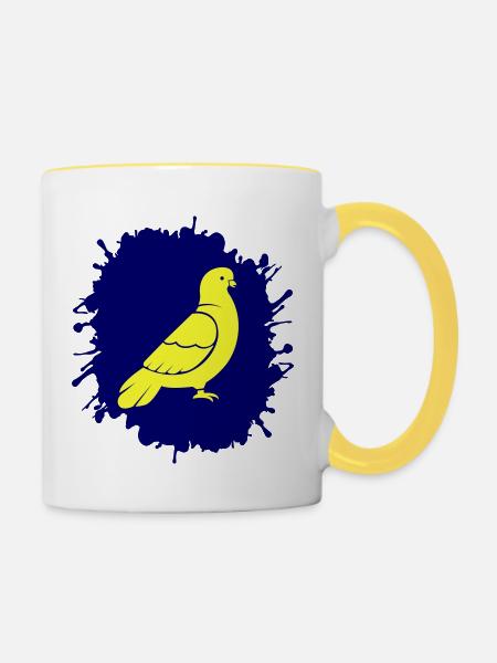 splatter taube - Tasse zweifarbig - Weiß/Gelb