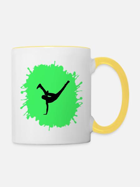 splatter breakdance - Tasse zweifarbig - Weiß/Gelb