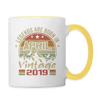 Born in April 2019 Vintage - Gift April 2019 - Contrasting Mug - white/yellow - Right