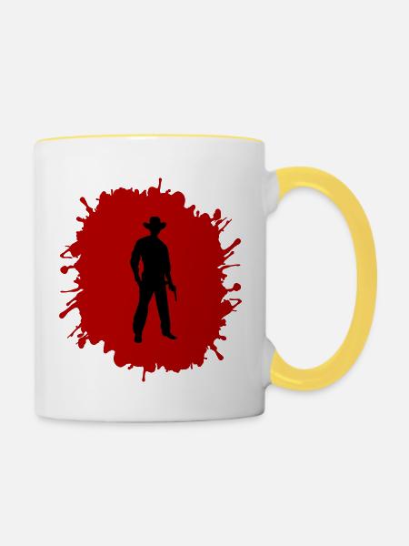 cowboy splatter - Tasse zweifarbig - Weiß/Gelb