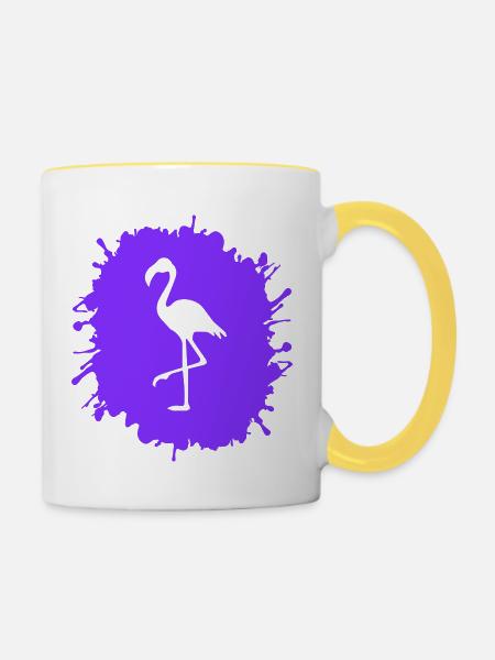 flamingo splatter - Tasse zweifarbig - Weiß/Gelb